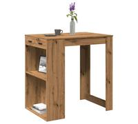 YunCangg Table de bar en chêne Artisan, 102 x 70 x 103,5 cm, stable, avec 2 étagères et tiroir, peu encombrante, pour cuisine, salle à manger, salon, moderne, polyvalente