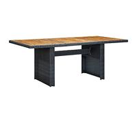 YunCangg Table de jardin gris foncé en rotin synthétique et bois d'acacia massif - 200 x 100 x 74 cm - Résistant aux intempéries - Robuste - Pour balcon, terrasse, jardin d'hiver, extérieur, véranda