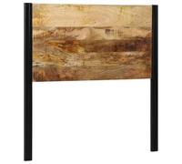 YunCangg Tête de lit 100 cm en bois massif de manguier avec cadre en fer, tête de lit stable pour lit simple, dossier et coussin de lecture, accessoire de chambre moderne, à clipser et robuste