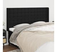 YunCangg Tête de lit avec oreilles en tissu noir 183 x 16 x 118/128 cm, réglable en hauteur, avec rembourrage pour soutien dorsal, autoportante et à clipser, convient pour lit double chambre à coucher