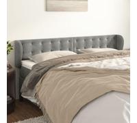 YunCangg Tête de lit avec oreilles en velours gris clair 183 x 23 x 78/88 cm pour lit double simple, autoportante, avec pieds en bois, soutien dorsal, à clipser, idéale pour chambre à coucher et