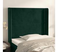 YunCangg Tête de lit avec oreilles en velours vert foncé - 93 x 16 x 118/128 cm - Tête de lit rembourrée autoportante - Soutien du dos - À clipser - Convient pour montage mural - Pour chambre à