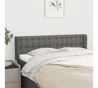 YunCangg Tête de lit avec oreilles - Gris foncé - 147 x 16 x 78/88 cm - Tissu - Tête de lit rembourrée autoportante - Dossier avec soutien dorsal - À clipser - Pour lit double, chambre à coucher