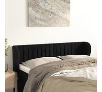 YunCangg Tête de lit avec oreilles - Noir - 147 x 23 x 78/88 cm - En velours - Autonome - À clipser - Dossier - Accessoire de lit - Montage mural - Coussin de lecture - Lit double, chambre d'amis