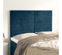 YunCangg Tête de lit en velours bleu foncé 144 x 5 x 118/128 cm avec pieds en bois stables, réglable en hauteur, autoportante et à clipser, idéale comme tête de lit rembourrée pour chambre à coucher
