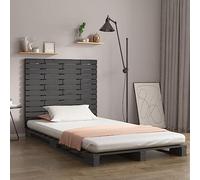 YunCangg Tête de lit murale grise en pin massif 96 x 3 x 91,5 cm, montage mural pour chambre à coucher, lit double, lit simple, dossier et coussin de lecture pour soutenir l'appui
