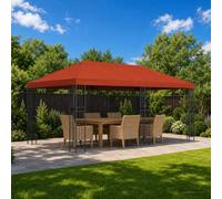 YunCangg Tonnelle avec parois latérales 6 x 3 m, terre cuite, tente de jardin avec bâche de tente imperméable et filet noir, tente de fête comme protection solaire et distributeur d'ombre pour jardin