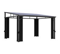 YunCangg Tonnelle avec rideaux, anthracite, 405 x 294 x 244 cm, tente de jardin en aluminium et acier avec cadre de toit résistant aux UV, 4 panneaux latéraux, pliable, pour jardin, balcon, terrasse