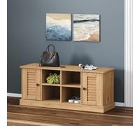 YunCangg VIGO Banc à chaussures en pin massif 106 x 35 x 45 cm avec espace de rangement et design store, banc de couloir avec assise, rangement et compartiments pour entrée, couloir, salon, chambre à