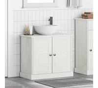YunCangg VIGO Meuble sous lavabo blanc antique 68 x 34 x 59 cm en pin massif avec 2 portes et étagères pour salle de bain espace de rangement et ordre dans les toilettes d'invités