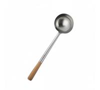 YunJove Louche à Soupe Professionnelle Acier Alimentaire Ustensile de Service Poignée Ergonomique Cuillère Profonde Anti-brûlures Adaptée à la Préparation de, 10 Liang, Manche Bois+304
