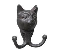 YunJove Patère Murale Tête d'animal, Patère Double, Patère Rustique avec Vis pour Clés, Vêtements et Serviettes, Chat