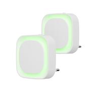 YUNLEX 2 Pcs Veilleuse LED Automatique, Lampe de Nuit à Capteur Crépusculaire, 3 niveaux de luminosité Dimmmable Veilleuse Enfant avec Prise, pour Couloir, cuisine, salle de bains (Vert)