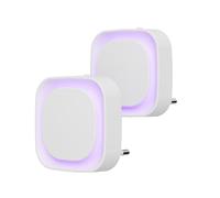 YUNLEX 2 Pcs Veilleuse LED Automatique, Lampe de Nuit à Capteur Crépusculaire, 3 niveaux de luminosité Dimmmable Veilleuse Enfant avec Prise, pour Couloir, cuisine, salle de bains (Violette)
