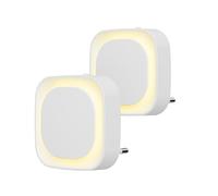 YUNLEX 2 Pcs Veilleuse LED Automatique, Lampe de Nuit à Capteur Crépusculaire, 3 niveaux de luminosité Dimmmable Veilleuse Enfant avec Prise, pour Couloir, cuisine, salle de bains, Blanc Chaud