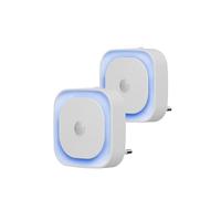YUNLEX 2 Pcs Veilleuse LED Automatique, Lampe de Nuit à Capteur Crépusculaire, 5 niveaux de luminosité Dimmmable Veilleuse Enfant avec Prise (Azur)