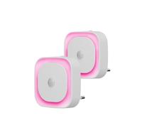YUNLEX 2 Pcs Veilleuse LED Automatique, Lampe de Nuit à Capteur Crépusculaire, 5 niveaux de luminosité Dimmmable Veilleuse Enfant avec Prise (Rose)