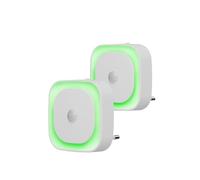 YUNLEX 2 Pcs Veilleuse LED Automatique, Lampe de Nuit à Capteur Crépusculaire, 5 niveaux de luminosité Dimmmable Veilleuse Enfant avec Prise (Vert)