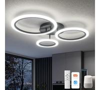 YUNLONG Plafonnier LED Intelligent Dimmable 3 Anneaux, Luminaire Plafond Moderne 19W 1900LM, Contrôle App/Alexa et Télécommande, Éclairage Ultra-Plat pour Chambre, Salon, Noir