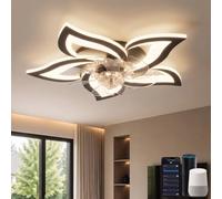 YUNLONG Plafonnier Ventilateur de Plafond Compatible avec Alexa et Google Assistant, Ventilateur Plafond avec Lumiere Silencieux, Moteur DC Eté Hiver, Dimmable, Fonction Mémoire, pour Chambre, Noir