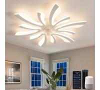 YUNLONG Smart Plafonnier Ventilateur de Plafond, WiFi Ventilo Plafond avec Lumière Compatible with Alexa Google Home, Luminaire Ventilateur Techo pour Chambre, Cuisine, Blanc