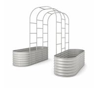 Yunmeryker Arche Jardin en Acier Galvanisé, Treillis avec Jardinières Intégrées, Support pour Rosiers Grimpants, Arcade avec jardinière Ovale en Fer 180 * 90 * 30CM