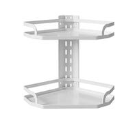 Yunmeryker Étagère d'angle Murale 2 Niveaux, Rangement Placard Cuisine en Acier Carbone Mat, Optimisation Espace pour casseroles, Angle réglable, Blanc