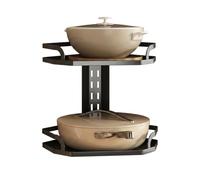 Yunmeryker Étagère d'angle Murale 2 Niveaux, Rangement Placard Cuisine en Acier Carbone Mat, Optimisation Espace pour casseroles, Angle réglable, Noir