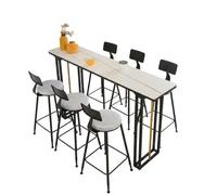 Yunmeryker Kit Table Bar with 2 2 Tabourets, Mange Bout and Table à Manger Bout, Haute 105 cm en métal White and Plateau Bois, Long. 120 x Larg. 40 x Haut. 1