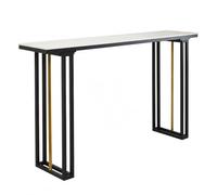 Yunmeryker Kit Table Bar with 2 2 Tabourets, Mange Bout and Table à Manger Bout, Haute 105 cm en métal White and Plateau Bois, Long. 100 x Larg. 40 x Haut. 1