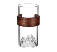 Yunmeryker Verre à Matcha en Borosilicate 301-400ml, Verre à Café poignée, Résistant à la Chaleur pour Thé Boissons Froides, Avec anneau en bois anti-brûlu, 301-400ml