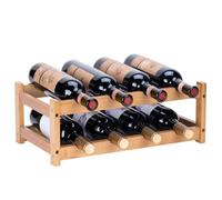 YunNasi Porte Bouteilles, Casier à Vin en Bambou, 2 Tiers-8 Bouteilles