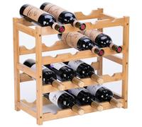 YunNasi Porte Bouteilles en Bambou, Casier à Vin de Naturel pour Comptoir, Étagère de Présentation de Vin pour La Cuisine, Bar, Cave (4 Tiers-16 Bouteilles)