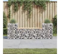 Yunovire Banc de jardin en gabions avec bois massif de pin 183 x 41 x 60,5 cm, socle en acier galvanisé, pots de fleurs latéraux, compact pour terrasse, balcon, jardin, stable et durable