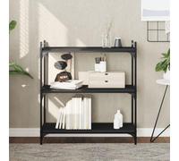 Yunovire Bibliothèque à 3 étages - Noir - 80 x 30 x 86 cm - En bois - Cadre en métal - Pieds réglables - Pour salon, bureau, chambre à coucher - Organiseur de rangement