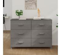 Yunovire Buffet Hamar gris clair 113 x 40 x 80 cm, en pin massif, commode avec 6 tiroirs, espace de rangement pour salon, salle à manger, couloir, meuble moderne pour votre maison