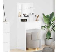 Yunovire Coiffeuse pour chambre à coucher - Blanc brillant - 80 x 39,6 x 135 cm - En bois avec tiroir et étagère - Commode de maquillage avec miroir