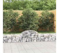 Yunovire Lot de 14 gabions avec arche surélevée - 200 x 30 x 40/60 cm - En fer galvanisé - Paroi de jardin décorative - Isolation acoustique - Protection contre le vent - Pour arrière-cour, jardin