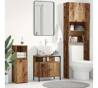Yunovire Meuble de lavabo aspect bois vieilli 60 x 30 x 60 cm, meuble de salle de bain avec espace de rangement, tiroir, porte, étagère, étagère pour salle de bain, WC d'invités, montage mural