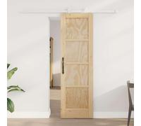 Yunovire Porte coulissante en pin massif naturel et blanc 61 x 198,5 cm avec rail en acier revêtu par pulvérisation pour un design intérieur peu encombrant et un glissement en douceur