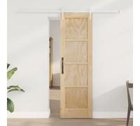 Yunovire Porte coulissante ORKDAL en pin massif blanc et naturel 61 x 198,5 cm avec rail en acier revêtu par pulvérisation, design peu encombrant pour l'intérieur, glisse en douceur