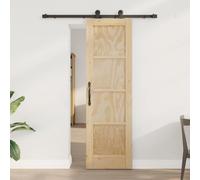 Yunovire Porte coulissante ORKDAL naturelle en pin massif 61 x 198,5 cm avec rail en acier revêtu par pulvérisation, design peu encombrant, idéale pour l'intérieur, glisse en douceur, robuste et
