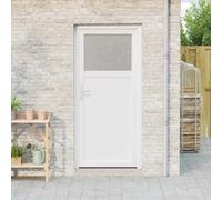Yunovire Porte d'entrée latérale en PVC blanc, 88 x 198 cm, avec noyau en acier, verrouillage à 5 points et vitrage de protection thermique, pour entrée latérale de maison et d'appartement, avec