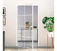 Yunovire Porte intérieure blanche 102,5 x 201,5 cm avec verre trempé et cadre en aluminium, design fin et moderne pour salon, translucide, robuste, durable, montage facile
