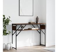 Yunovire Table console marron aspect chêne, 105 x 30 x 75 cm, table d'appoint moderne pour couloir, salon, table d'entrée robuste avec étagère, cadre en métal, design en bois durable