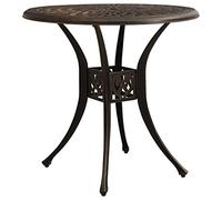 Yunovire Table de jardin en fonte d'aluminium bronze - 78 x 78 x 72 cm - Résistant aux intempéries - Avec trou de parasol - Table de terrasse - Table d'appoint pour extérieur, véranda, camping