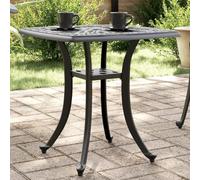 Yunovire Table de jardin noire en fonte d'aluminium - 53 x 53 x 53 cm - Résistante aux intempéries - Avec trou de parasol - Table d'appoint stable pour terrasse, véranda, camping, pique-nique