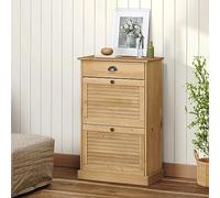 Yunovire VIGO Armoire à chaussures en pin massif 60 x 35 x 96 cm avec poignées en métal et design store, étagère à chaussures peu encombrante pour couloir, couloir, organiseur fermé avec tiroir et
