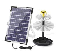 Yunseity Pompe à Eau Solaire 6 W 160 L/H avec Batterie et 12 Lumières LED, Kit de Fontaine étanche IP68 avec 9 Têtes de Buse pour Bain d'oiseaux de Jardin, Patio et Décoration de Cour (BSV-SP006A)