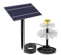 Yunseity Pompe à Eau Solaire 6 W 160 L/H avec Batterie et 12 Lumières LED, Kit de Fontaine étanche IP68 avec 9 Têtes de Buse pour Bain d'oiseaux de Jardin, Patio et Décoration de Cour (BSV-SP004A)